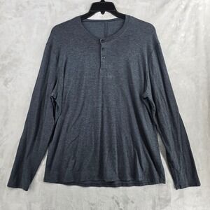 Lululemon Mens‎ XL Long Sleeve Henley Shirt Gray Casual Athletic Top